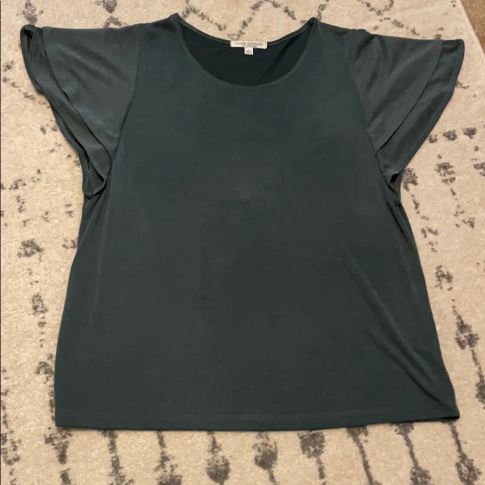 Green Envelope Flutter Sleeve Top